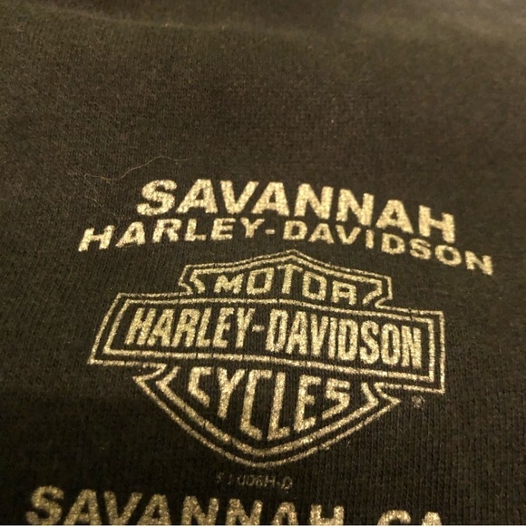 Y2K 2005 Harley Davidson Shiny Silver Stripe Sleeves Full Zip Sweatshirt XL - Picture 4 of 8